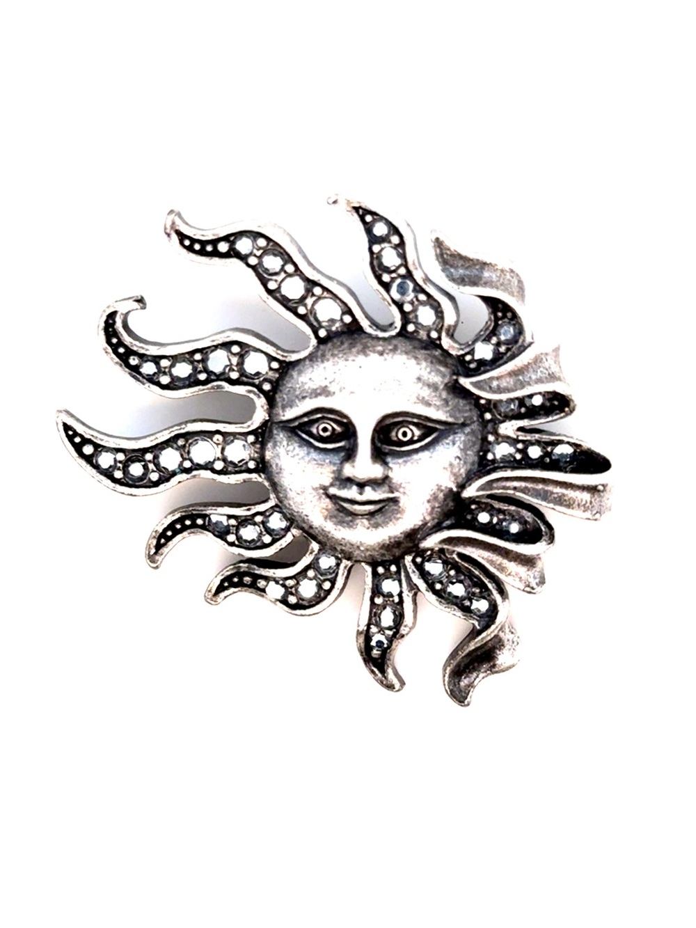 Kirks Folly Silver Sunburst Face Brooch